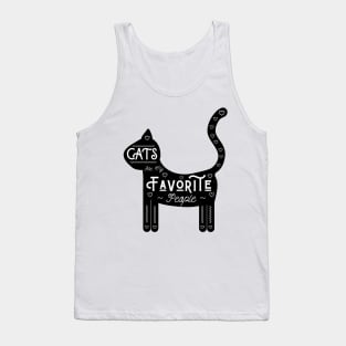 Cats Are My Favorite People - Black background, US spelling Tank Top